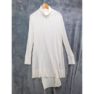 We The Free Tunic Sweater Womens L White Open-Knit Turtleneck Relaxed Fit